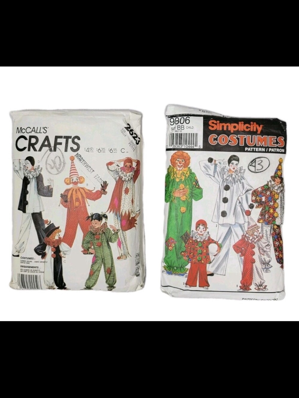 McCall's #2623/Simplicity #9806 Child And Adult Halloween Costume Patterns VTG